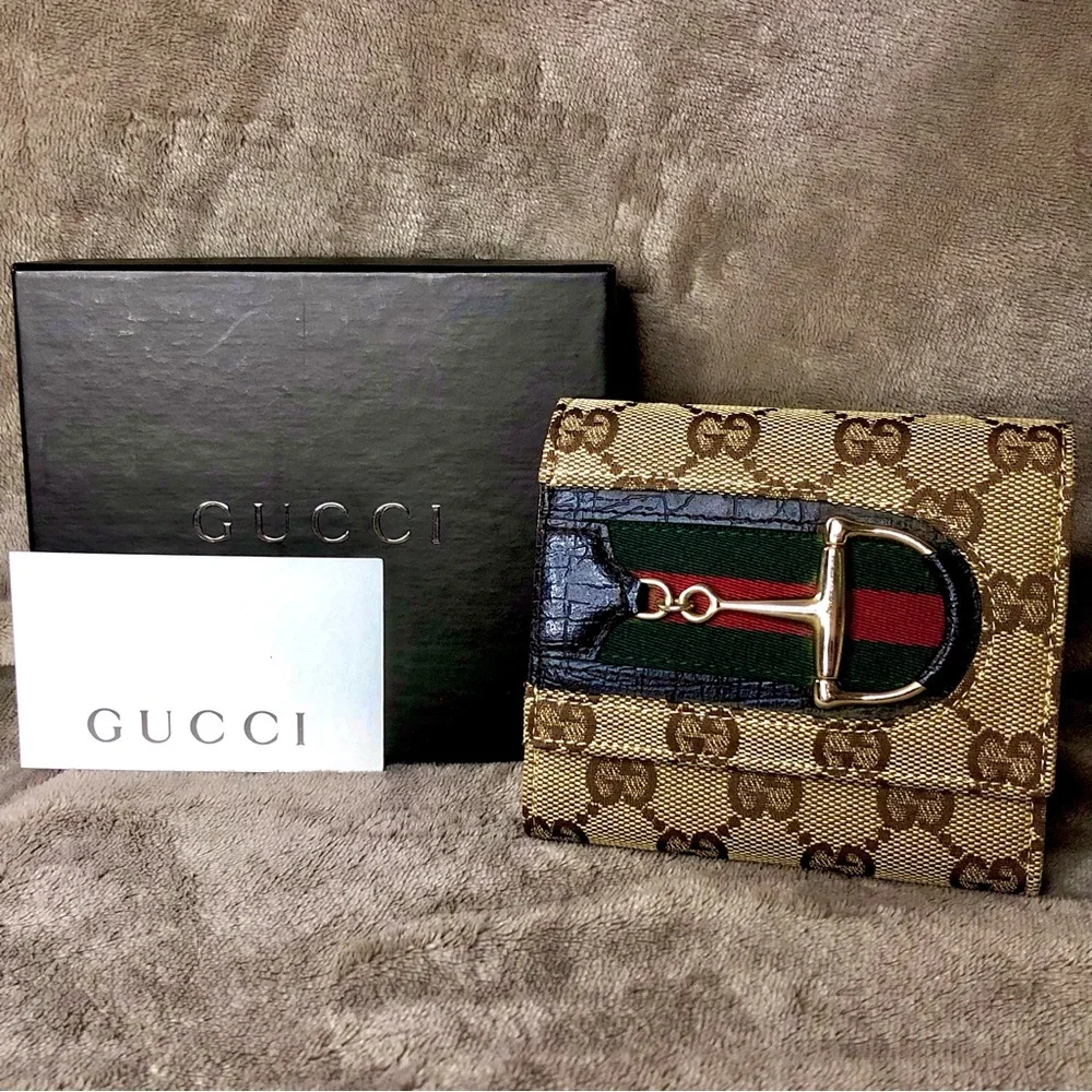 GUCCI GG Sherry Line Horsebit Trifold Wallet COMES WITH GUCCI BOX - Picture 17 of 17